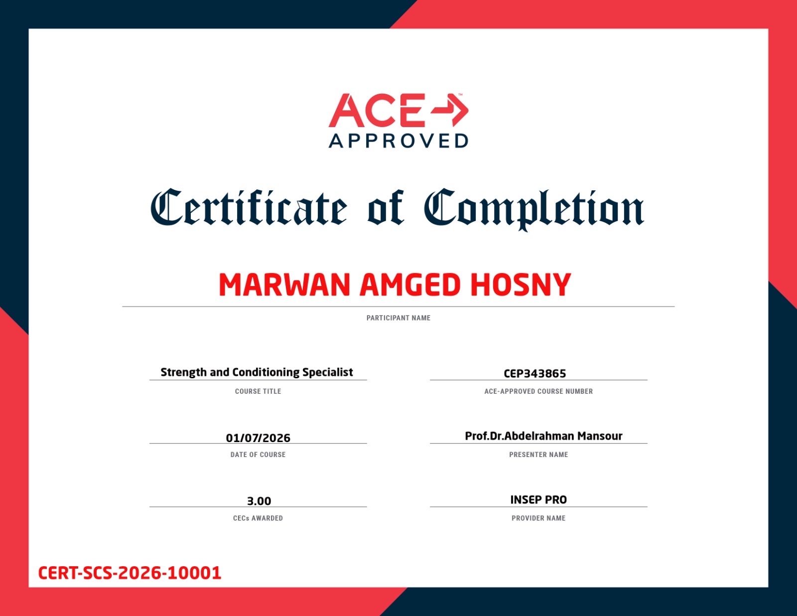 نحن معتمدين من المجلس الأمريكي للتمرين ACE